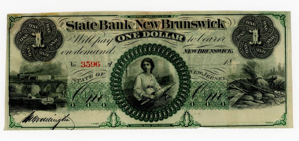 NEW JERSEY, NEWARK. NEW BRUNSWICK $1 DOLLAR NOTE (1 of 2)