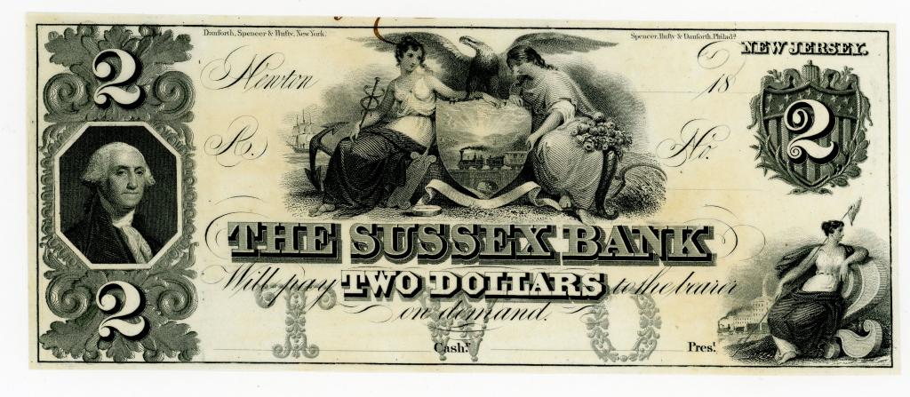 NEW JERSEY, NEWTON SUSSEX BANK $2 DOLLAR NOTE (1 of 2)