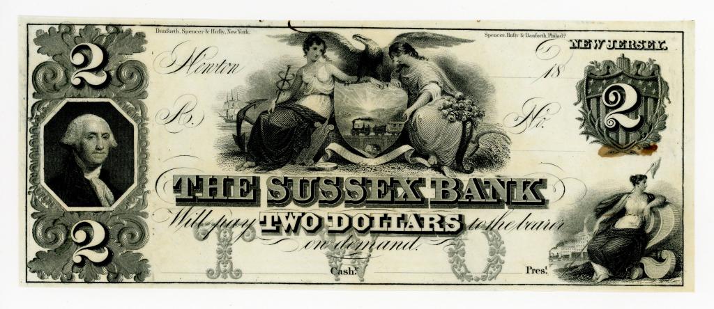 NEW JERSEY, NEWTON SUSSEX BANK $2 DOLLAR NOTE (1 of 2)