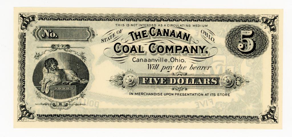 OHIO, CANAANVILLE COAL COMPANY $5 DOLLAR NOTE (1 of 2)
