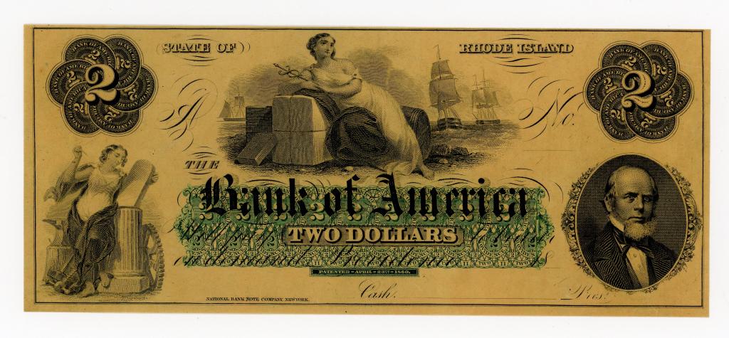 RHODE ISLAND, PROVIDENCE BANK OF AMERICA $2 NOTE (1 of 2)