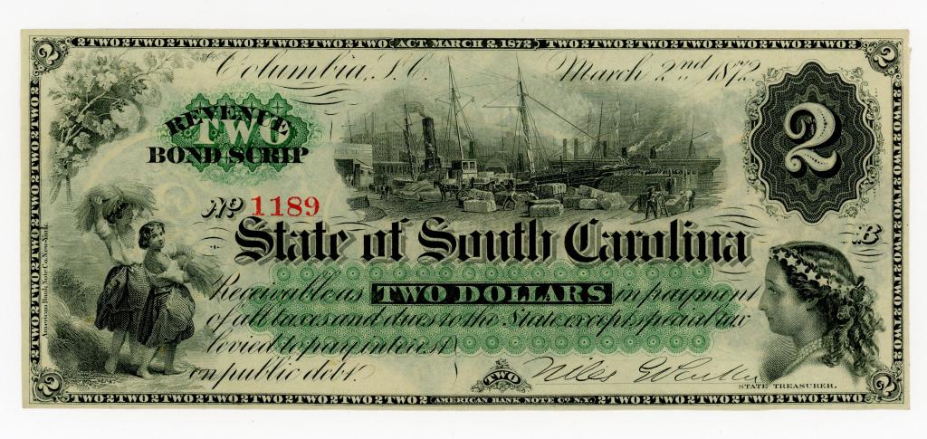 SOUTH CAROLINA, COLUMBIA $2 DOLLAR BANK NOTE (1 of 2)