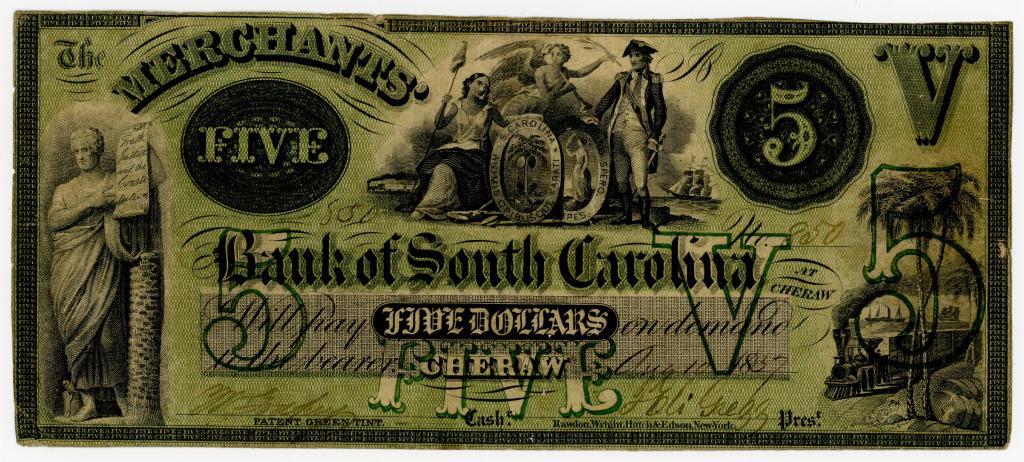 TWO SOUTH CAROLINA, CHERAW $5 DOLLAR NOTES (1 of 4)