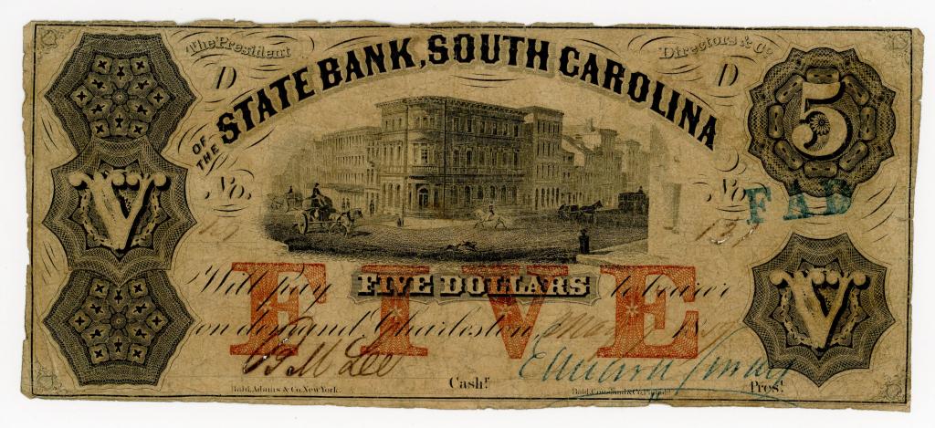 SOUTH CAROLINA, CHARLESTON $5 DOLLAR NOTE (1 of 2)