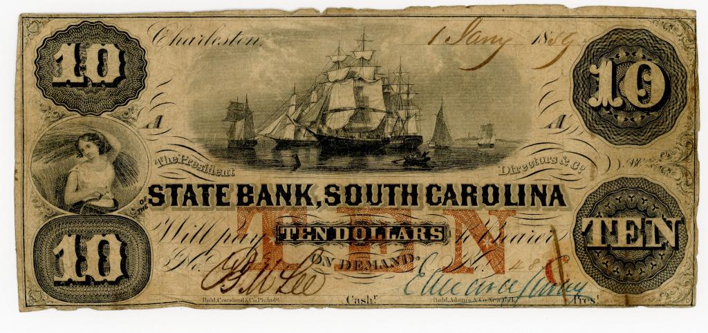 SOUTH CAROLINA, CHARLESTON $10 DOLLAR NOTE (1 of 2)