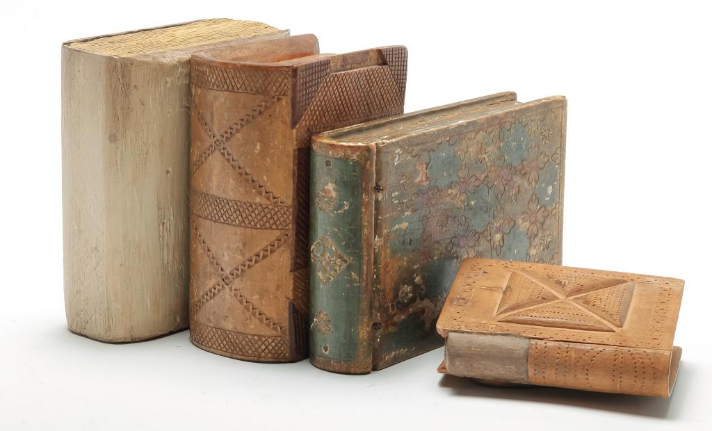 FOUR AMERICAN WOODEN BOOKS. (1 of 3)