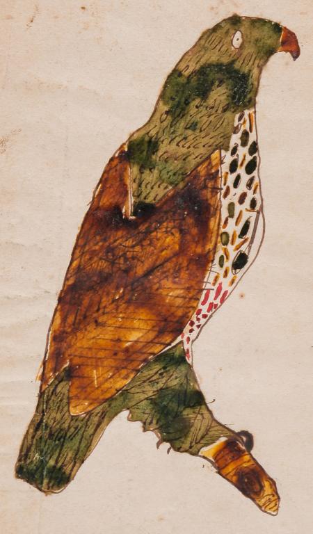 AMERICAN FOLK ART PAINTING OF A BIRD. (1 of 4)