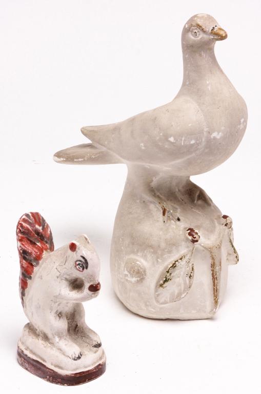 AMERICAN CHALKWARE DOVE AND SQUIRREL. (1 of 3)