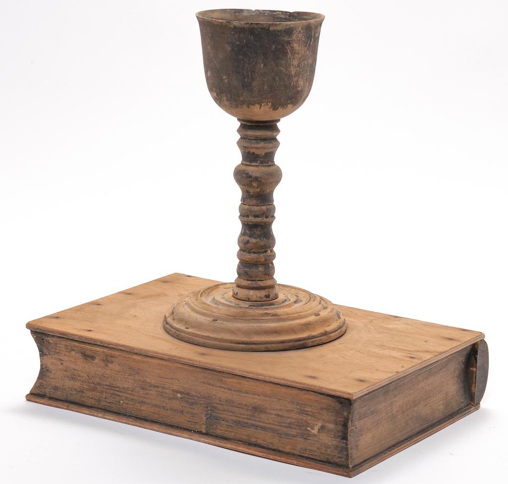 AMERICAN FOLK ART BIBLE AND CHALICE. (1 of 3)