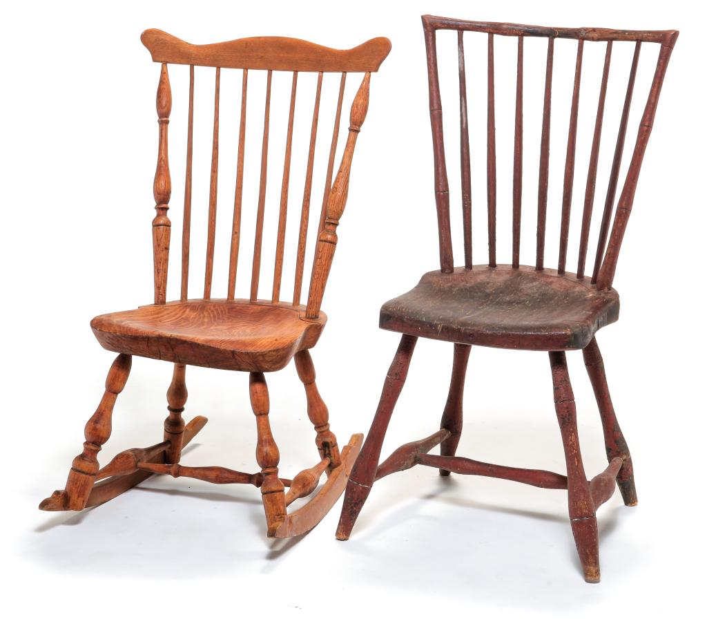 TWO AMERICAN WINDSOR CHAIRS. (1 of 3)