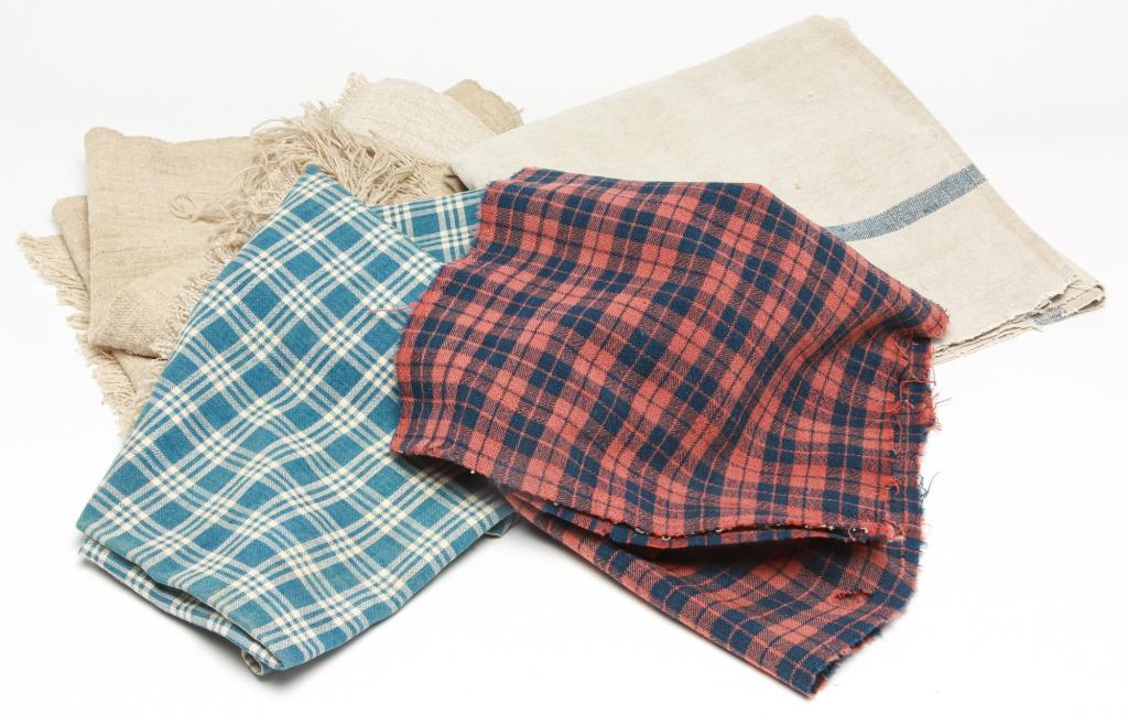 FIVE TEXTILES INCLUDING HOMESPUN. (1 of 1)