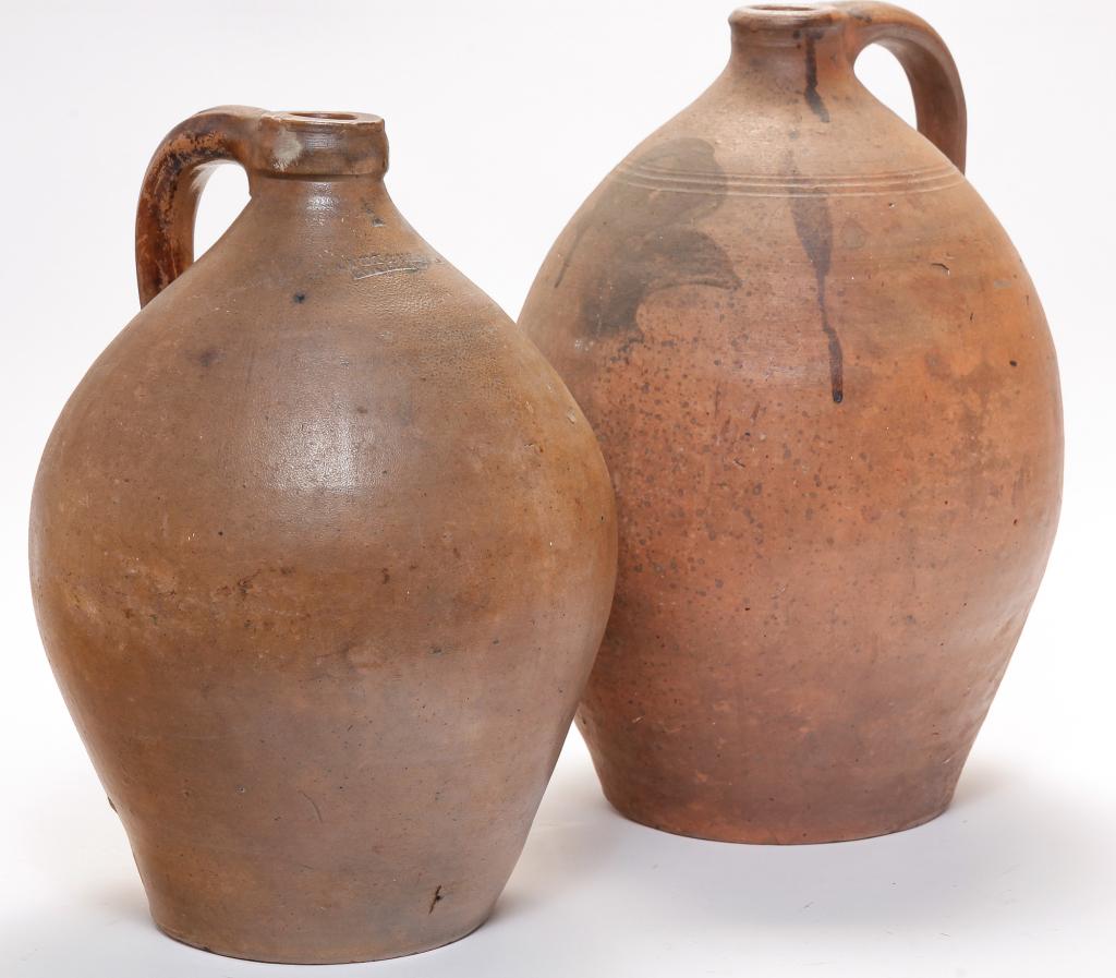 TWO AMERICAN STONEWARE JUGS. (1 of 4)