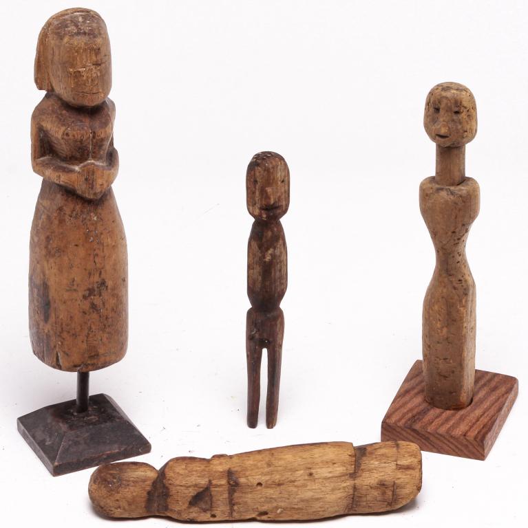 FOUR AMERICAN FOLK ART FIGURAL CARVINGS. (1 of 3)