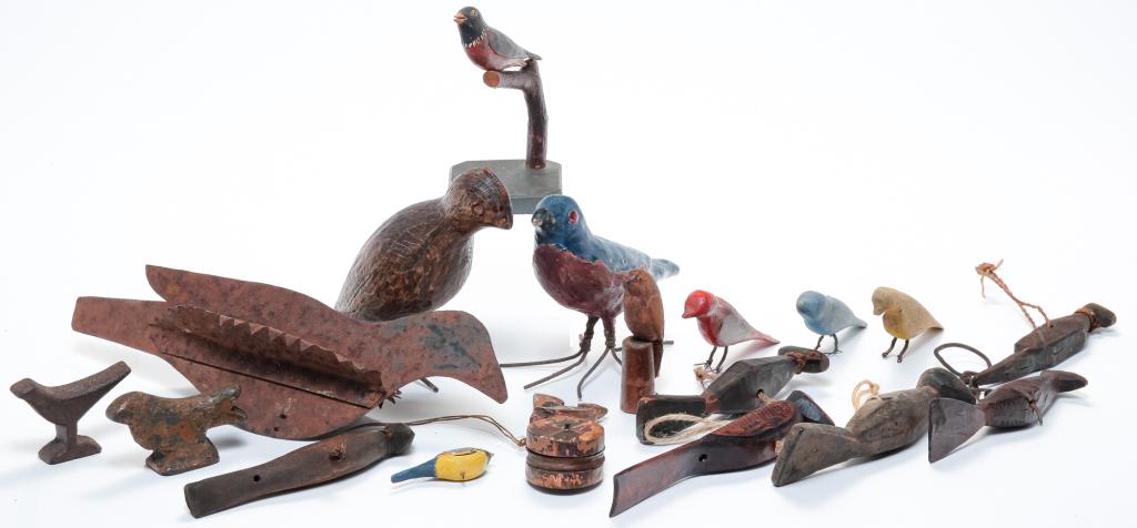 GROUP OF BIRD CARVINGS AND FIGURES. (1 of 6)