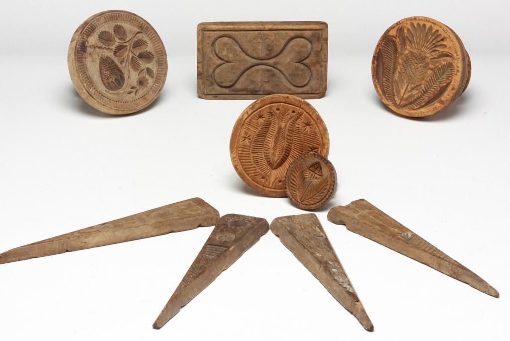 GROUP OF BUTTERPRINTS AND MOLDS. (1 of 2)