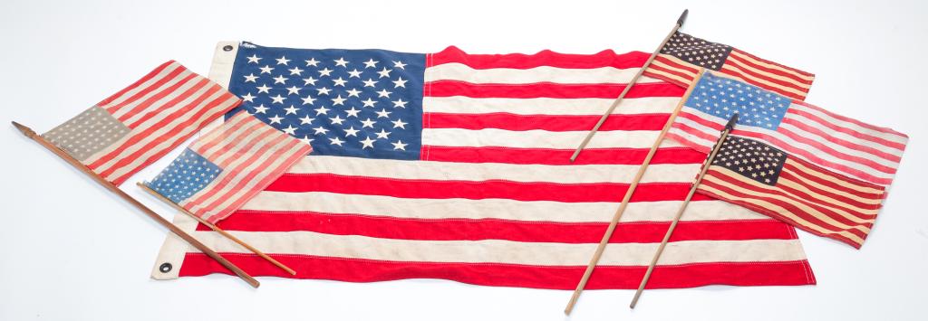 SIX AMERICAN FLAGS. (1 of 3)