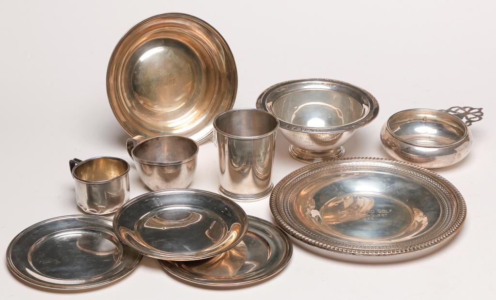 TEN PIECES OF AMERICAN STERLING HOLLOWWARE. (1 of 4)