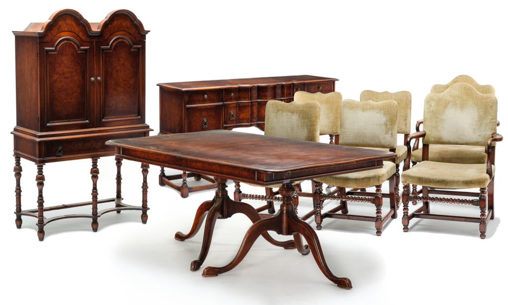 NINE PIECE AMERICAN DINING ROOM SUITE. (1 of 9)