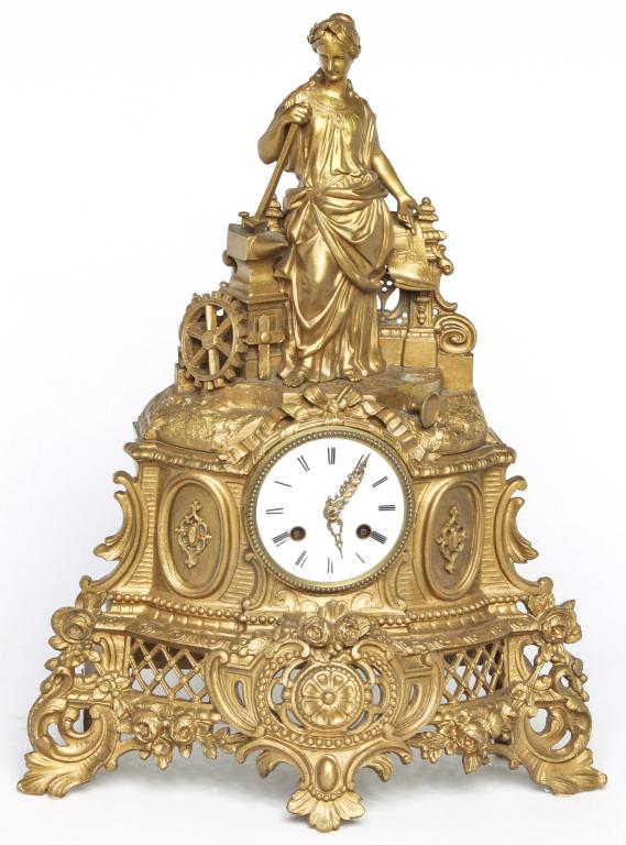EUROPEAN FIGURAL MANTEL CLOCK. (1 of 1)