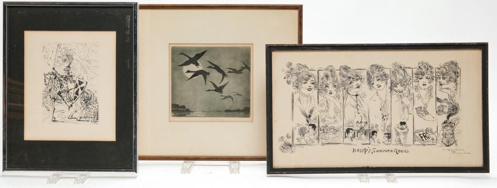 THREE FRAMED PIECES. (1 of 4)