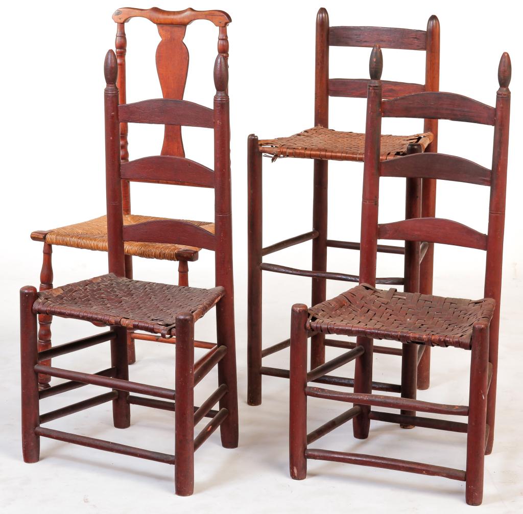 FOUR AMERICAN COUNTRY CHAIRS. (1 of 4)