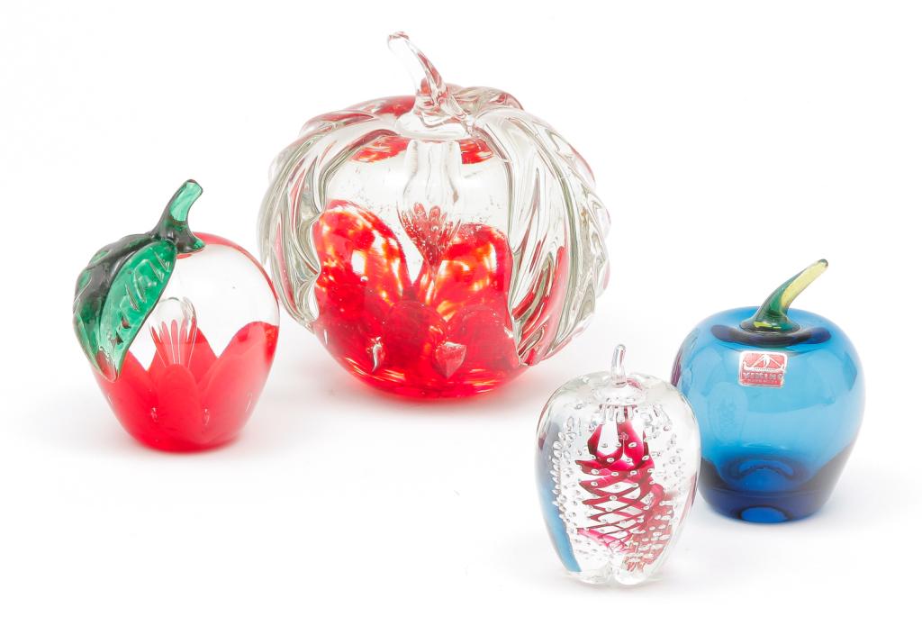 FOUR AMERICAN FRUIT SHAPED PAPERWEIGHTS. (1 of 6)