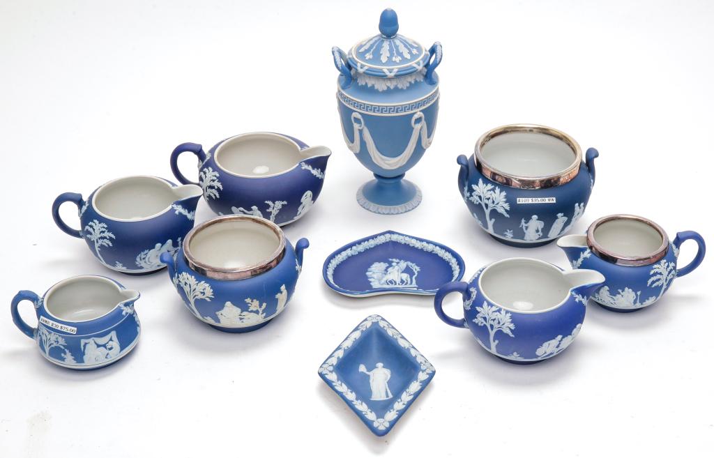 TEN ENGLISH WEDGWOOD JASPER WARE PIECES. (1 of 1)