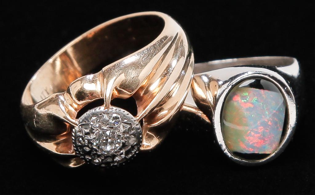 VINTAGE DIAMOND CLUSTER RING AND STERLING RING. (1 of 1)