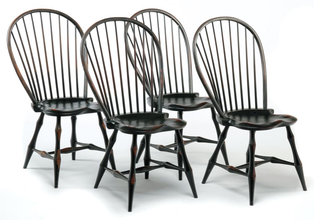 FOUR D. R. DIMES HOOP BACK WINDSOR CHAIRS. (1 of 4)
