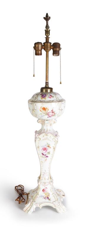 CARL THIEME PORCELAIN BANQUET LAMP. (1 of 5)