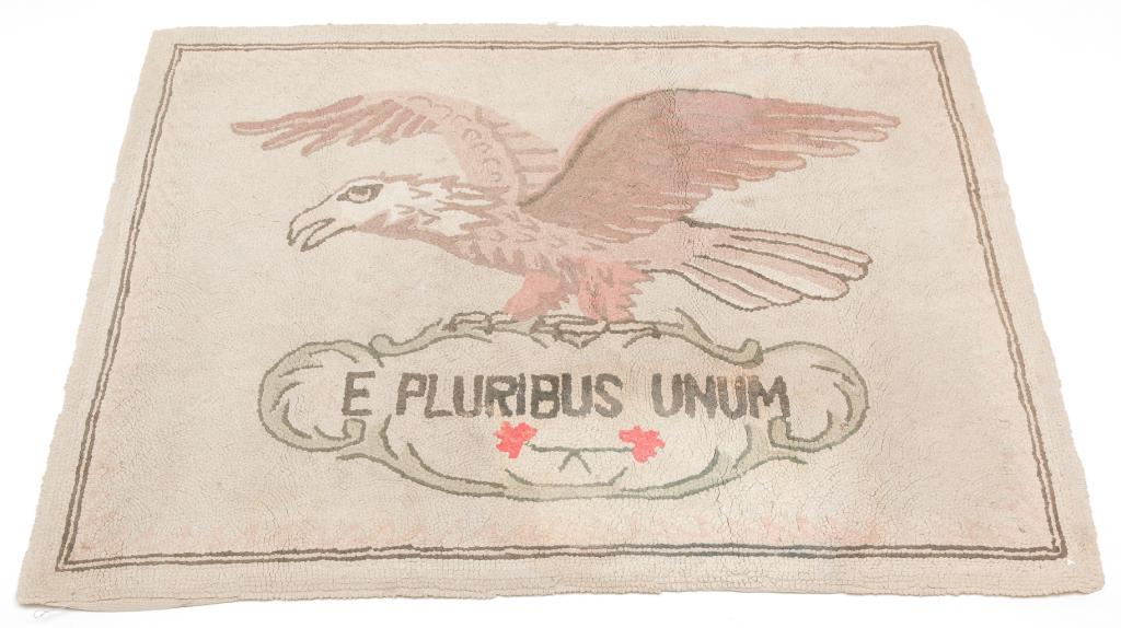 AMERICAN HOOKED RUG. (1 of 2)