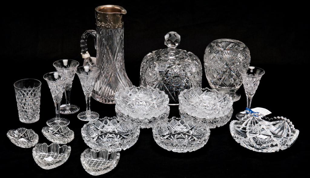 GROUP OF AMERICAN CUT GLASS. (1 of 2)