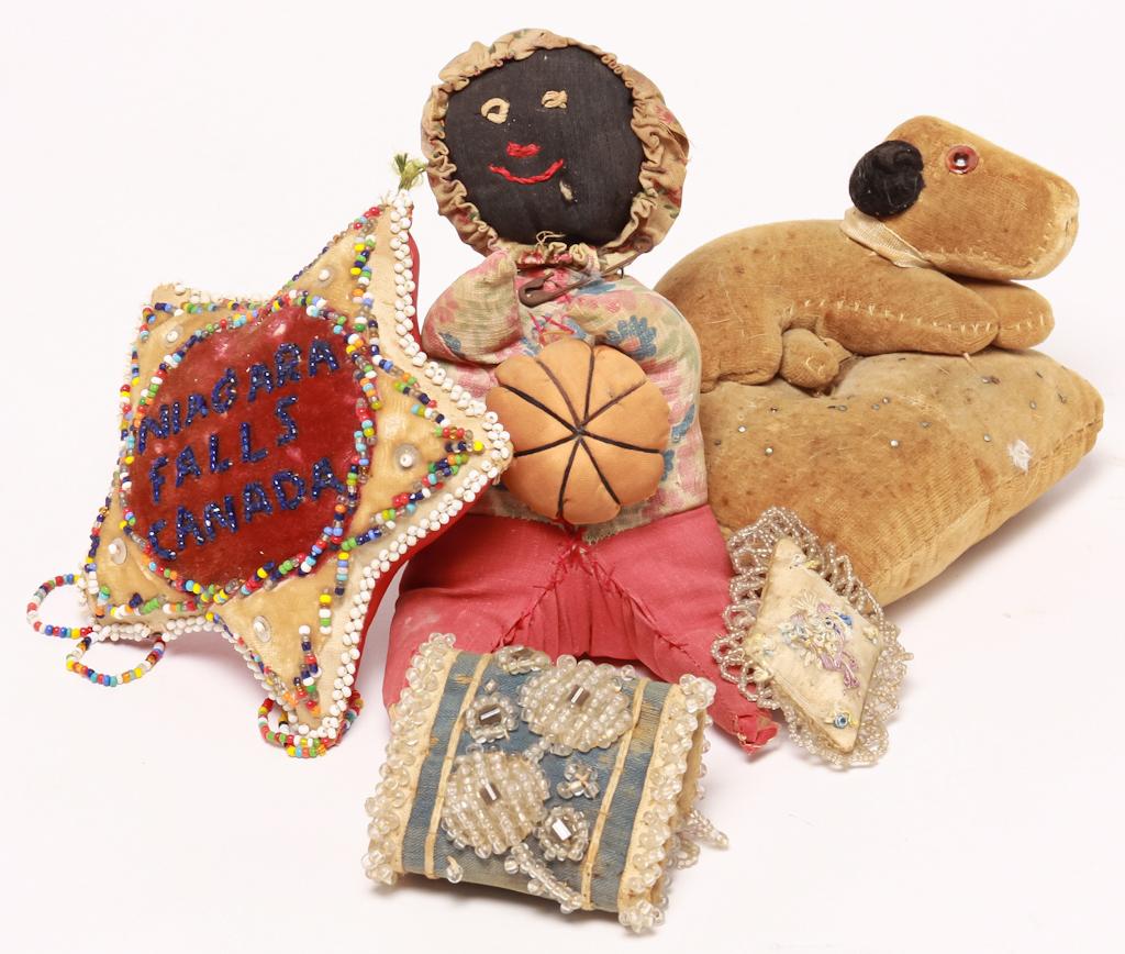 FIVE AMERICAN PINCUSHIONS. (1 of 2)