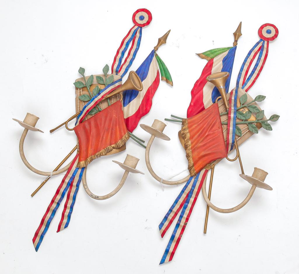 PAIR OF PATRIOTIC THEME WALL SCONCES (1 of 2)