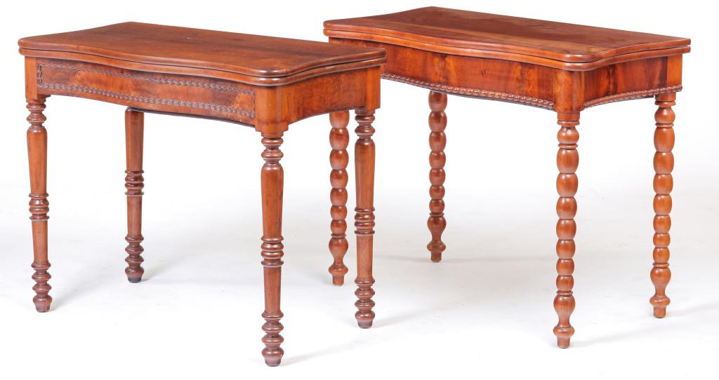 TWO AMERICAN TRANSITIONAL CARD TABLES. (1 of 3)