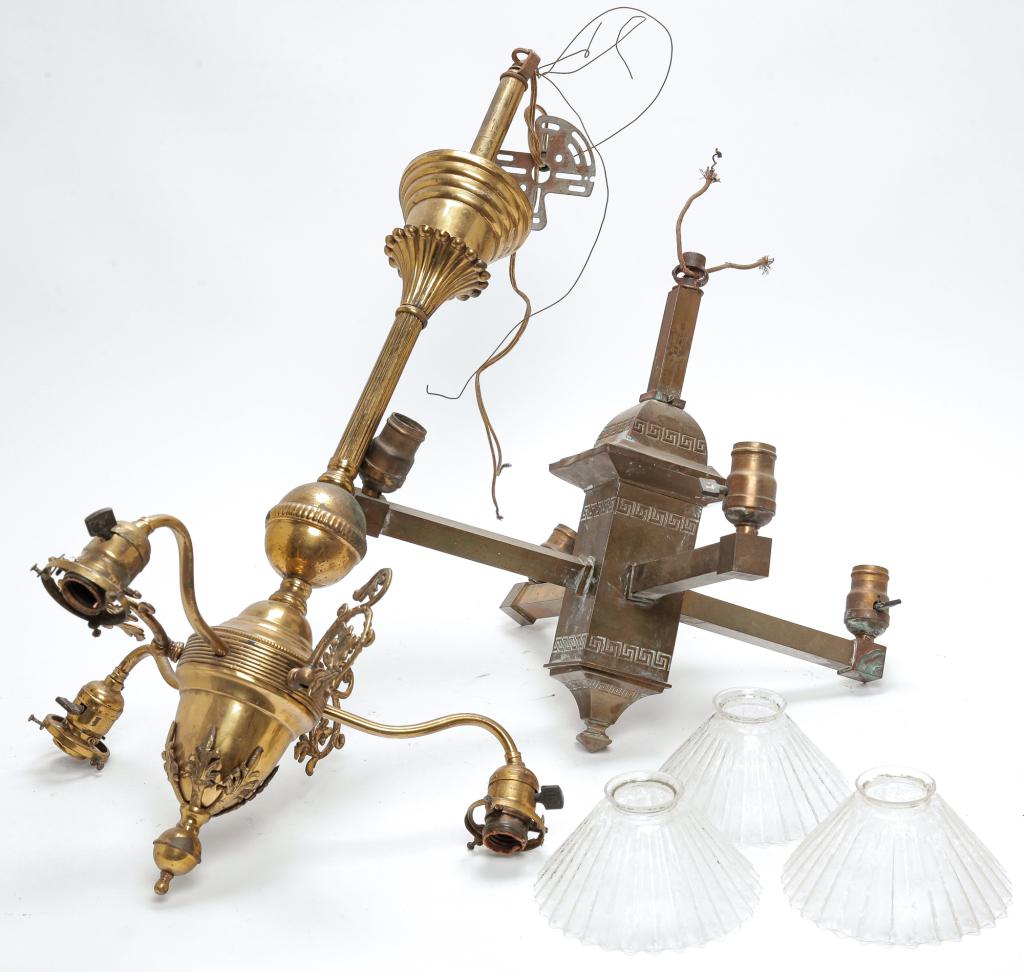 TWO AMERICAN CEILING FIXTURES. (1 of 4)