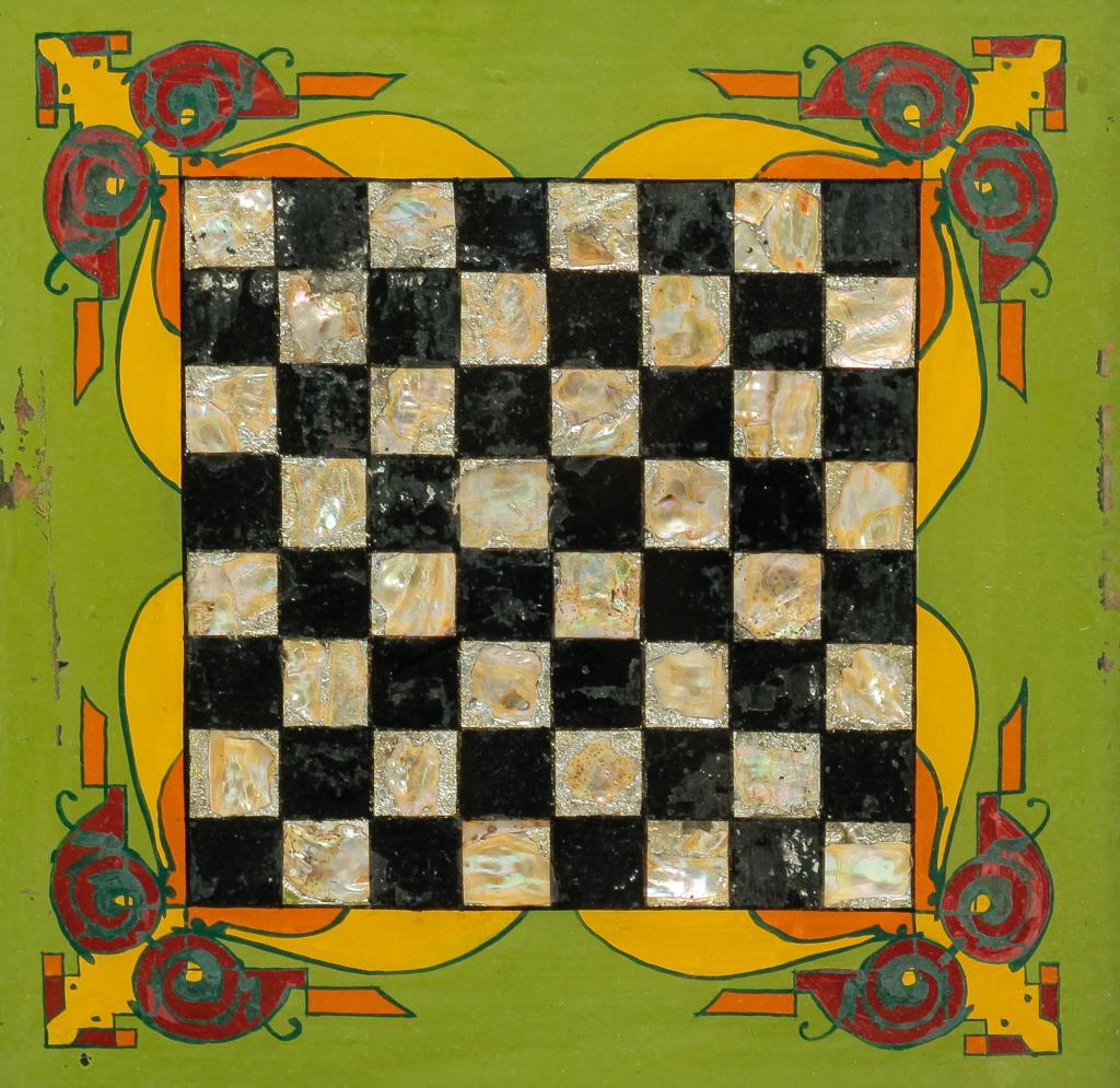 AMERICAN REVERSE PAINTED GAME BOARD. (1 of 2)