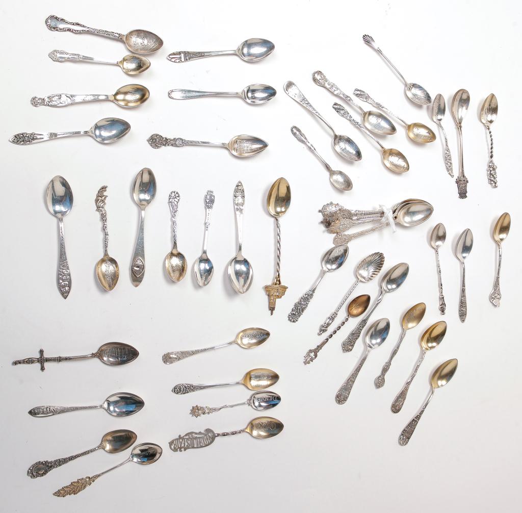 GROUP OF STERLING SOUVENIR SPOONS. (1 of 2)