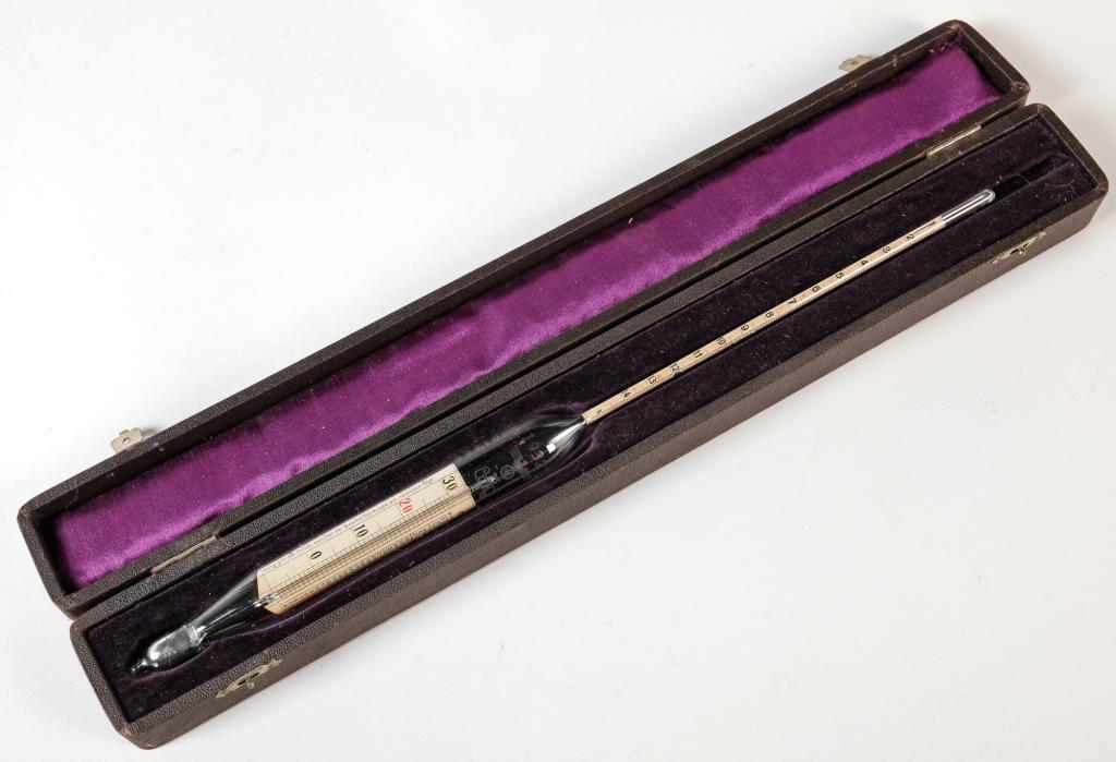 GERMAN GLASS BAROMETER IN CASE (1 of 2)