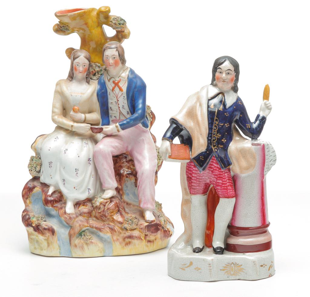 TWO ENGLISH STAFFORDSHIRE FIGURINES. (1 of 3)