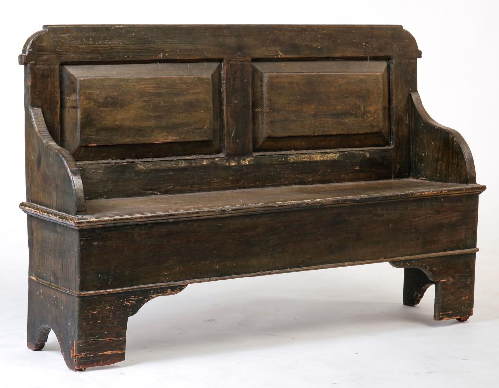 EUROPEAN BENCH WITH BLUE GREEN WASH. (1 of 2)