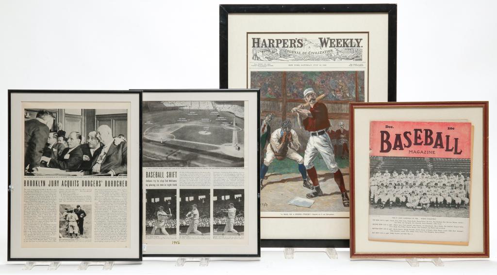 FOUR AMERICAN FRAMED BASEBALL PIECES. (1 of 3)
