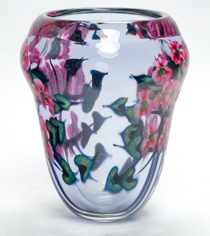 JOHN LOTTON ART GLASS VASE. (1 of 2)