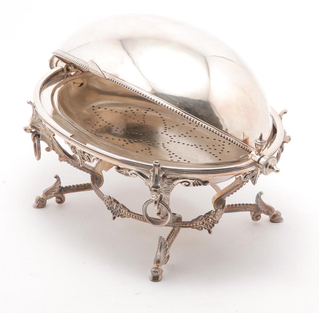 TWO ENGLISH SILVERPLATE BREAKFAST DISHES. (1 of 4)