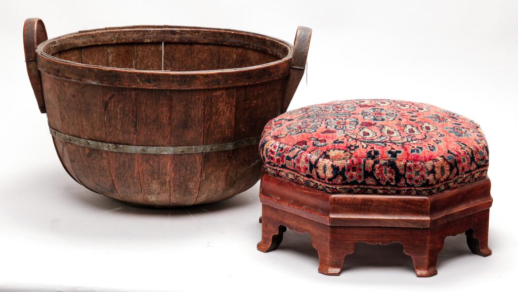FOOT STOOL AND BASKET. (1 of 1)