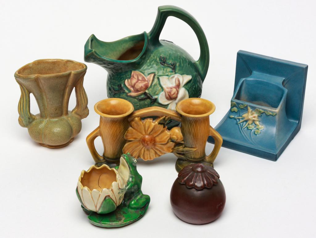 SEVEN PIECES OF AMERICAN ART POTTERY. (1 of 1)