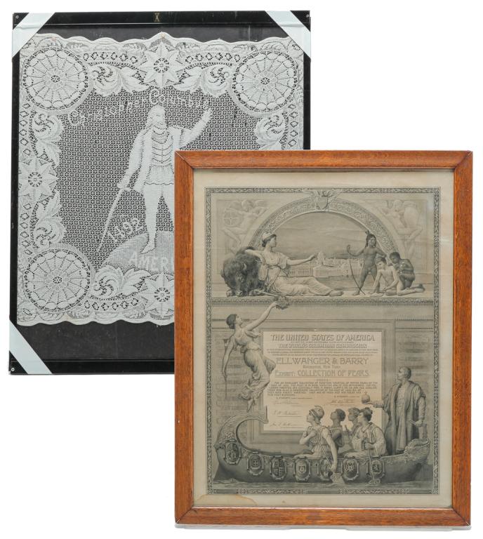 TWO COLUMBIAN EXPO FRAMED PIECES. (1 of 7)