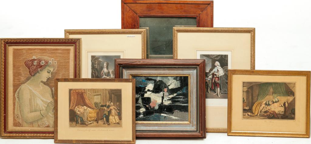 SEVEN FRAMED PIECES. (1 of 7)