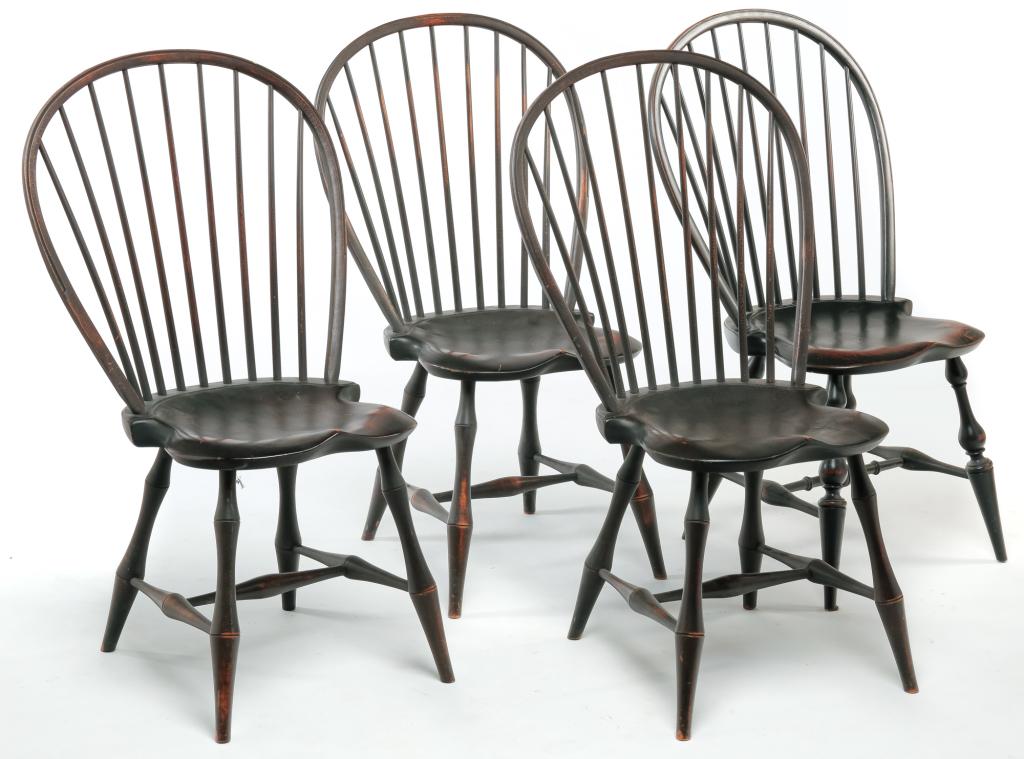 FOUR D.R. DIMES HOOP BACK WINDSOR CHAIRS. (1 of 4)