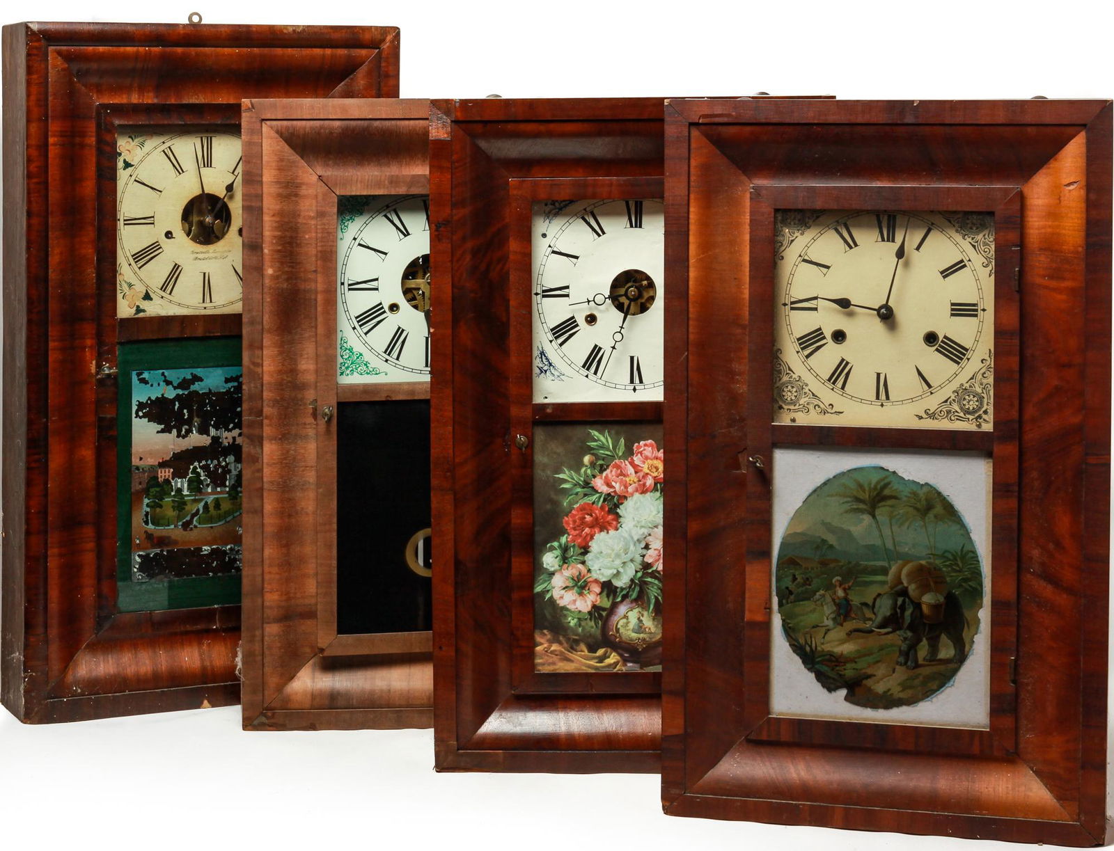 FOUR AMERICAN OGEE MANTEL CLOCKS. (1 of 4)